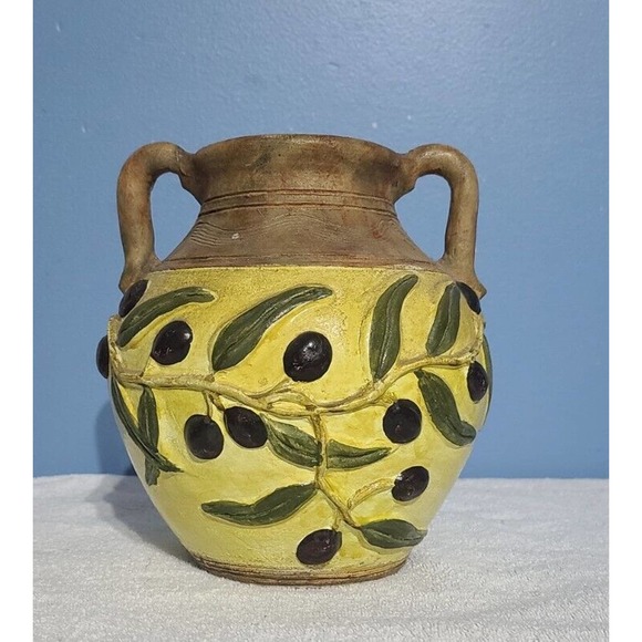 Rear Vintage Earthenware Olive Glazed Jar. Made in The Phillipines. Antique Jars - Picture 7 of 12